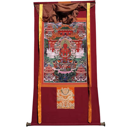 Amitayus - the Buddha of Longevity - Tibetan thangka painting, view 7