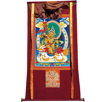 Gandhanra Tibetan Thangka Art - vaishravana - vaisravana - from Kathok Monastery - Giclee Print with Mineral Pigments