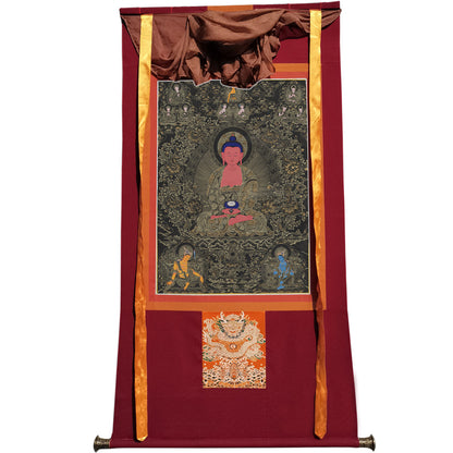 Gandhanra Tibetan Thangka Art - Amitayus - Amitabha - from Kathok Monastery - Giclee Print with Mineral Pigments