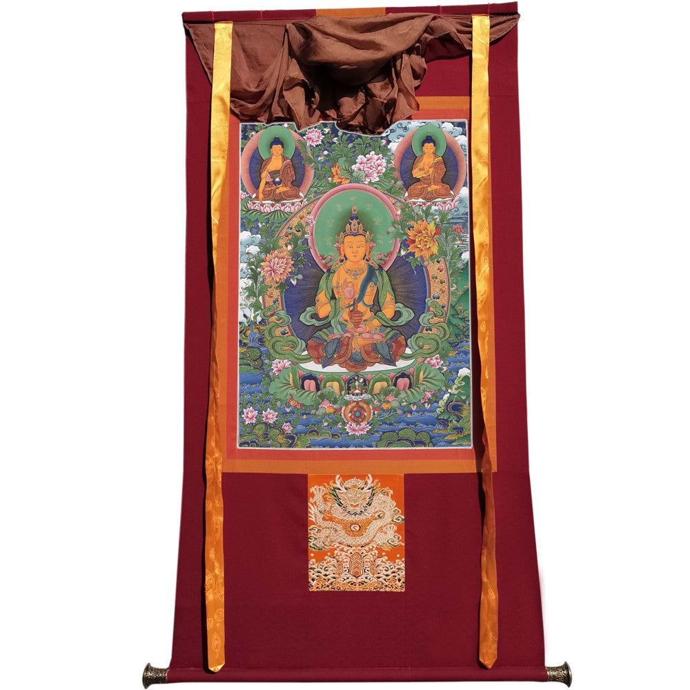 Gandhanra Tibetan Thangka Art - The Thousand-hand Avalokiteshvara - from Kathok Monastery - Giclee Print with Mineral Pigments