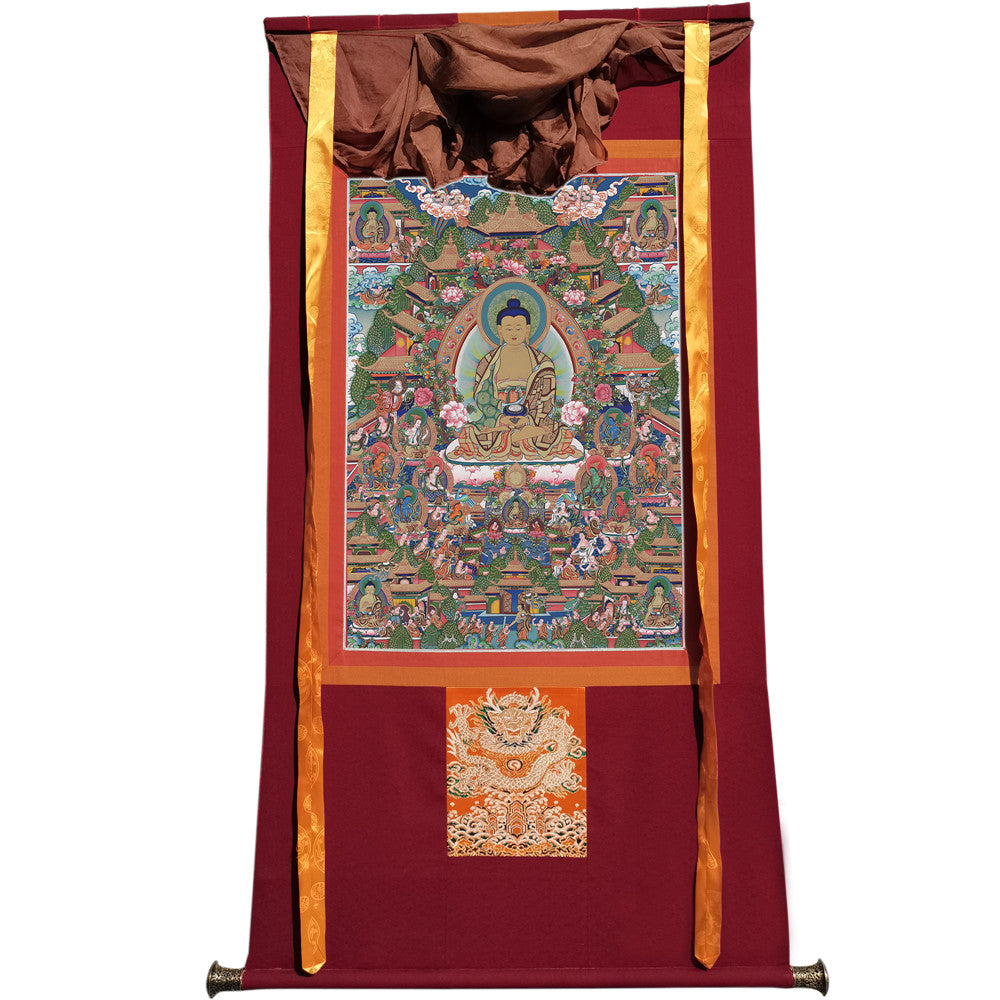 Gandhanra Tibetan Thangka Art - Amitayus - Amitabha - from Kathok Monastery - Giclee Print with Mineral Pigments