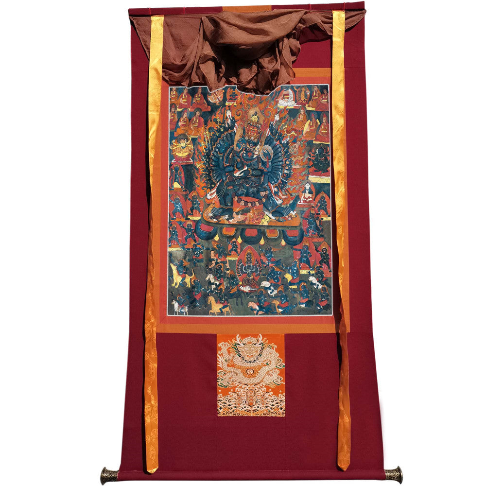 Gandhanra Tibetan Thangka Art - Vajrabhairava-Yamāntaka - from Kathok Monastery - Giclee Print with Mineral Pigments