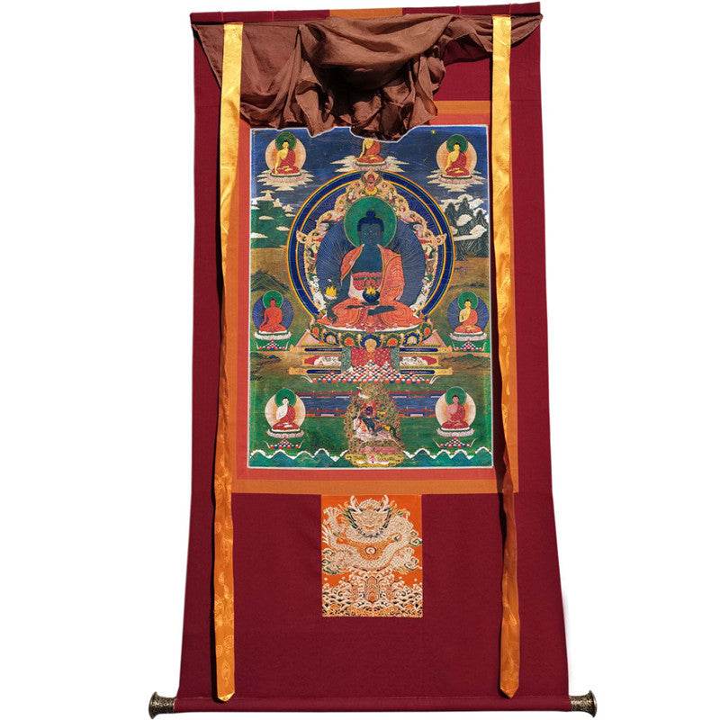 Medicine Buddha Image - Tibetan thangka painting, view 12