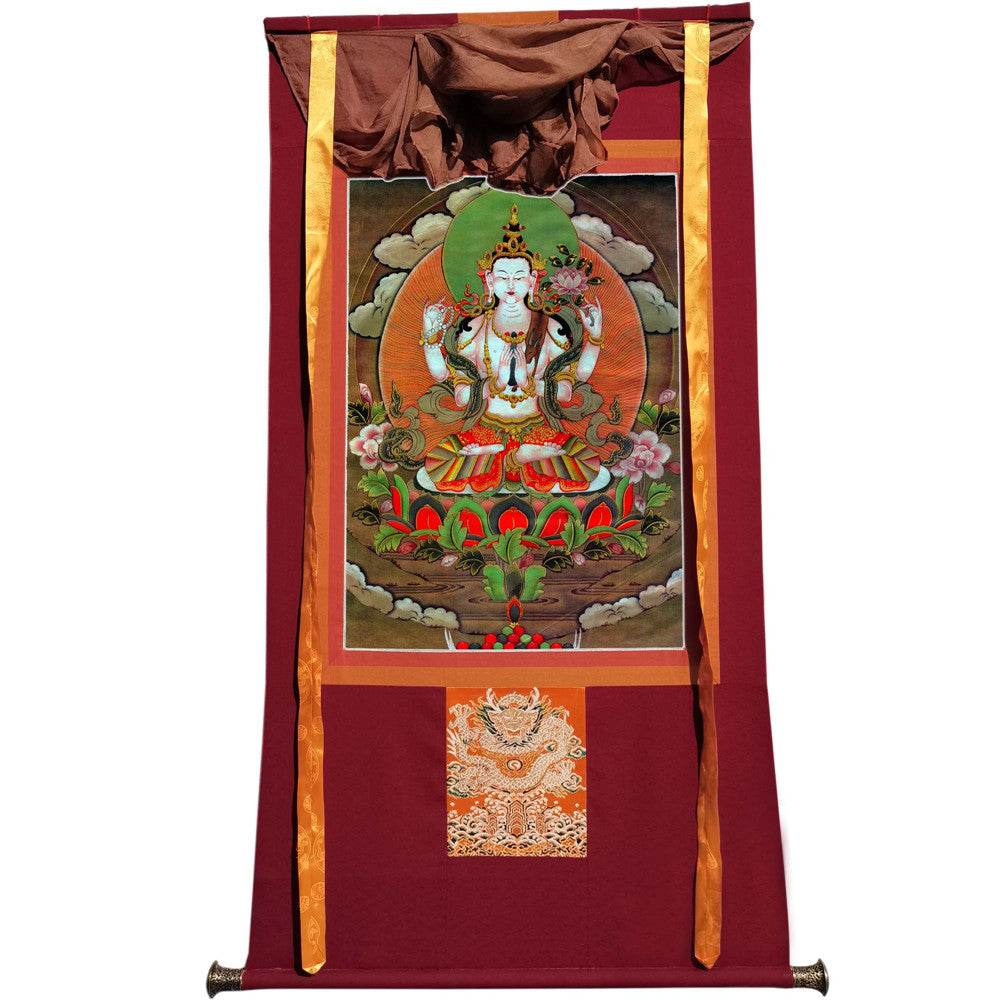 Chenrezig - Tibetan thangka painting, view 7