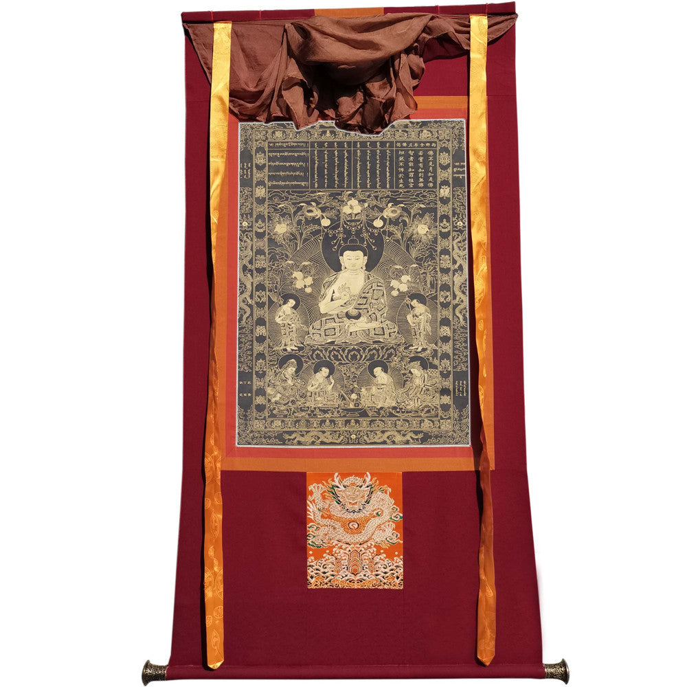 Gandhanra Tibetan Thangka Art - Kanakamuni Buddha - from Kathok Monastery - Giclee Print with Mineral Pigments