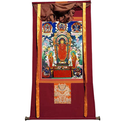 Shakyamuni Buddha: Sandalwood Buddha Image - Tibetan thangka painting, view 12