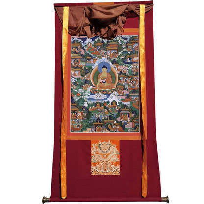 Shakyamuni Pure Land Thangka - Tibetan thangka painting, view 7