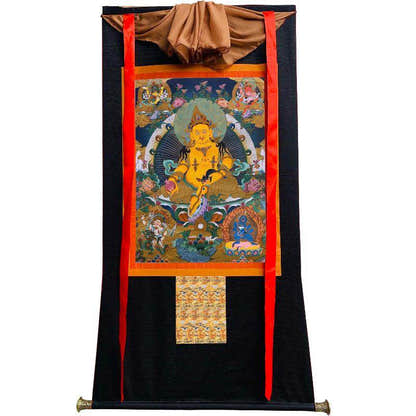 The Five Jambhalas - Tibetan thangka painting, view 8