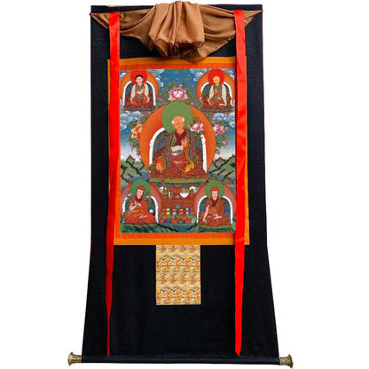 Gandhanra Tibetan Thangka Art - The Sa skya School's Five Forefathers- from Kathok Monastery - Giclee Print with Mineral Pigments