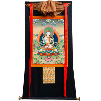 Vajrasattva Thangka - Hand Framed Giclee Printed Tibetan Art