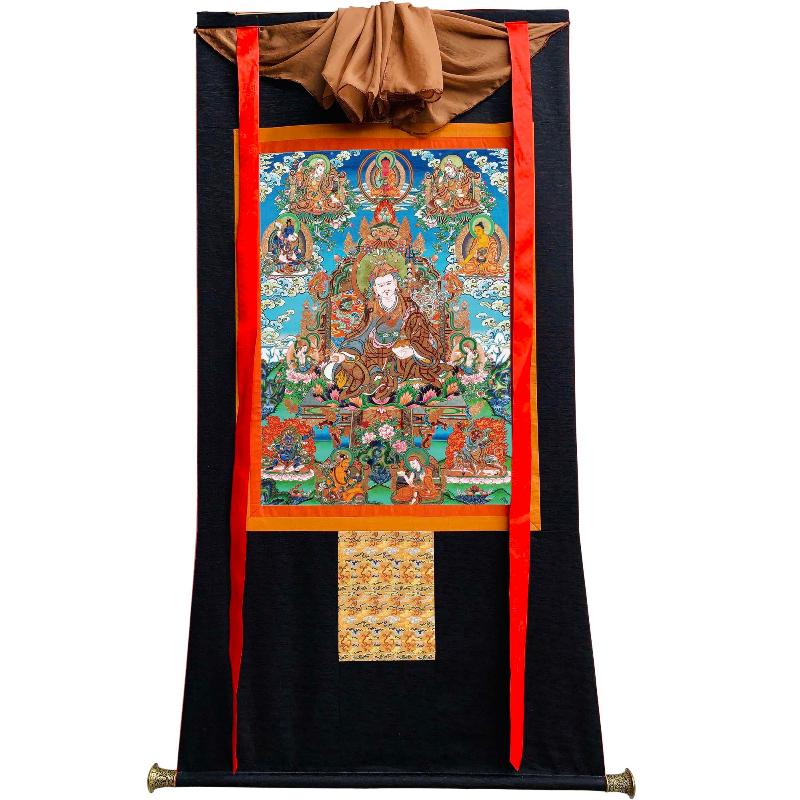 Gandhanra Tibetan Thangka Art - Eight Manifestations of Guru Rinpoche - from Kathok Monastery - Giclee Print with Mineral Pigments