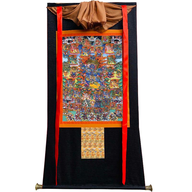 Gandhanra Tibetan Thangka Art - Vajrakilaya - Dorje Phurba - from Kathok Monastery - Giclee Print with Mineral Pigments