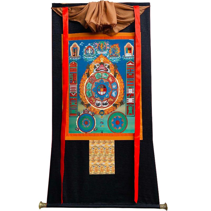 Gandhanra Tibetan Thangka Art - SIPAHO - Melong - Jiugong Bagua - from Kathok Monastery - Giclee Print with Mineral Pigments