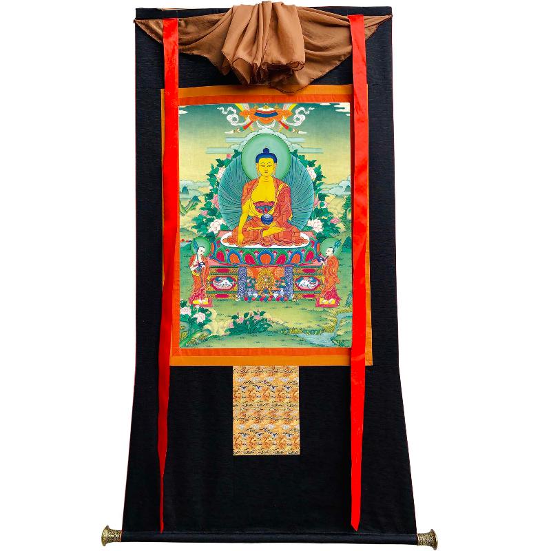 Gandhanra Tibetan Thangka Art - Shakyamuni - from Kathok Monastery - Giclee Print with Mineral Pigments