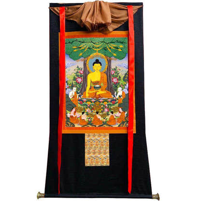 Shakyamuni - Tibetan thangka painting, view 8
