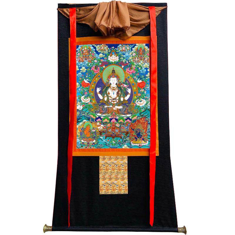 Chenrezig - Tibetan thangka painting, view 8