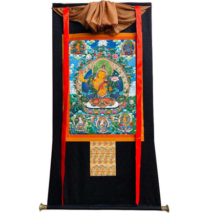 Gandhanra Tibetan Thangka Art - Manjushri - from Kathok Monastery - Giclee Print with Mineral Pigments