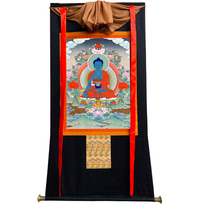 Gandhanra Tibetan Thangka Art - Bhaisajyaguru - Medicine Buddha - from Kathok Monastery - Giclee Print with Mineral Pigments