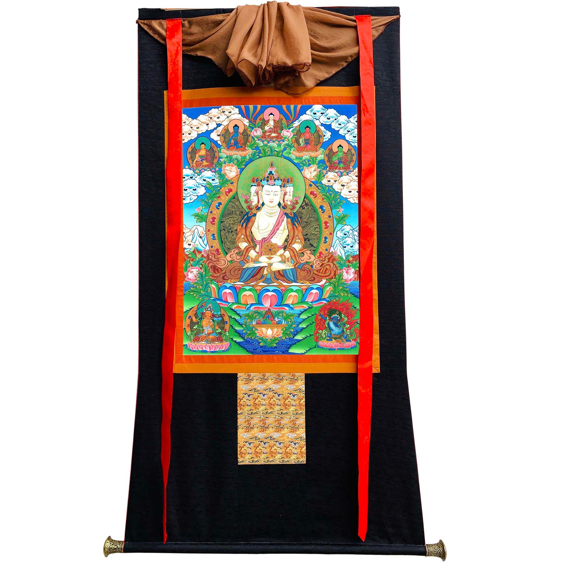 Gandhanra Tibetan Thangka Art - Vairocana - Mahavairocana - from Kathok Monastery - Giclee Print with Mineral Pigments