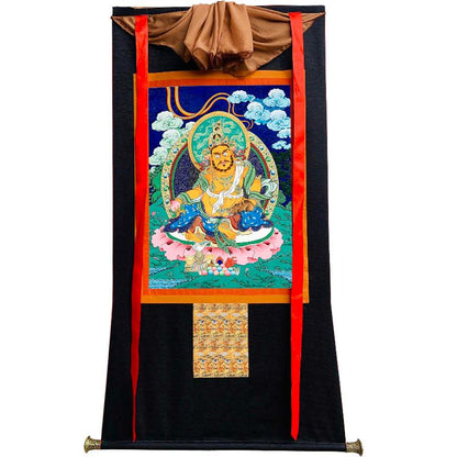 Gandhanra Handmade Thangka - Yellow Jambhala - from Kathok Monastery