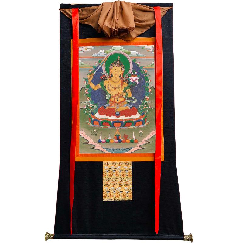 Gandhanra Tibetan Thangka Art - Manjusri - from Kathok Monastery - Giclee Print with Mineral Pigments