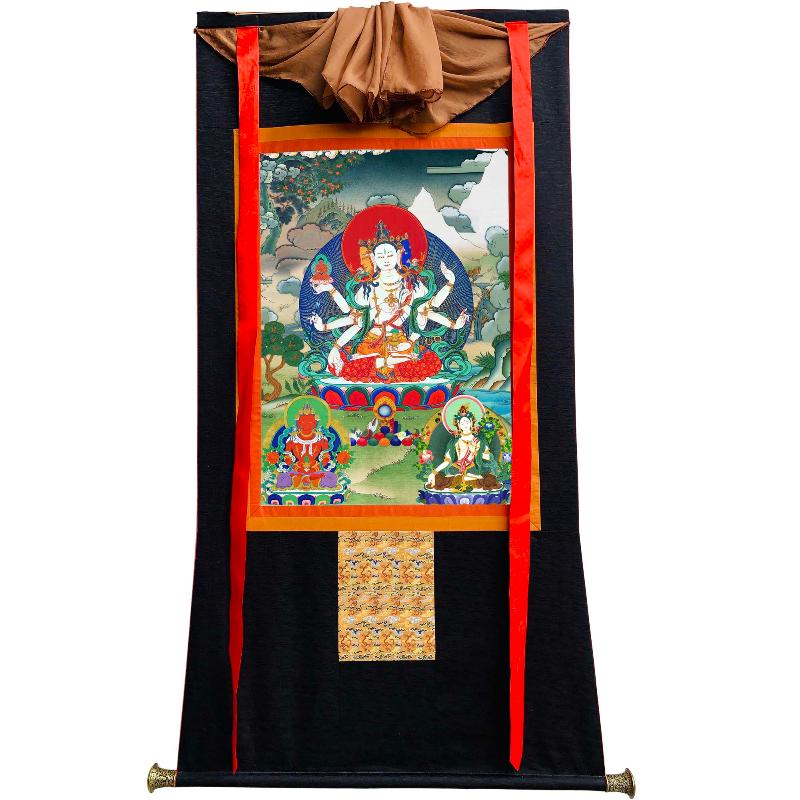 Gandhanra Tibetan Thangka Art - Victorious Crown Ushnisha Vijaya - from Kathok Monastery - Giclee Print with Mineral Pigments