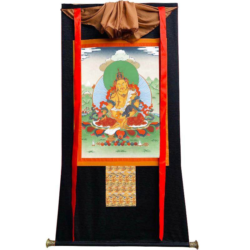 Yellow Jambhala - Tibetan thangka painting, view 8