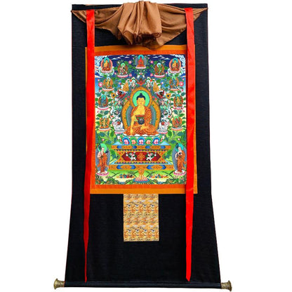 Gandhanra Tibetan Thangka Art - Shakyamuni - from Kathok Monastery - Giclee Print with Mineral Pigments