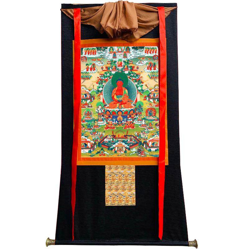 Amidabha in Pure Land - Tibetan thangka painting, view 8