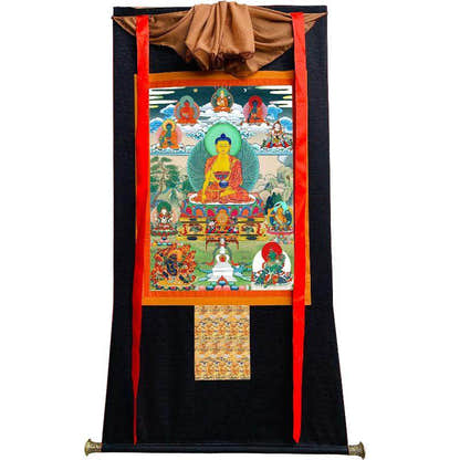 Shakyamuni - Tibetan thangka painting, view 8
