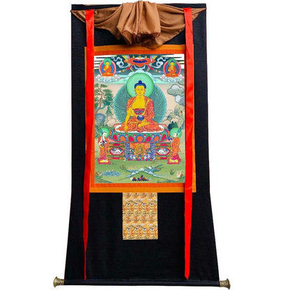 Gandhanra Tibetan Thangka Art - Shakyamuni - from Kathok Monastery - Giclee Print with Mineral Pigments