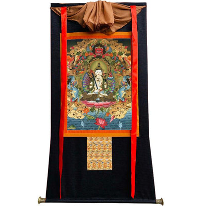 Gandhanra Tibetan Thangka Art - Akasagarbha Bodhisattva - from Kathok Monastery - Giclee Print with Mineral Pigments