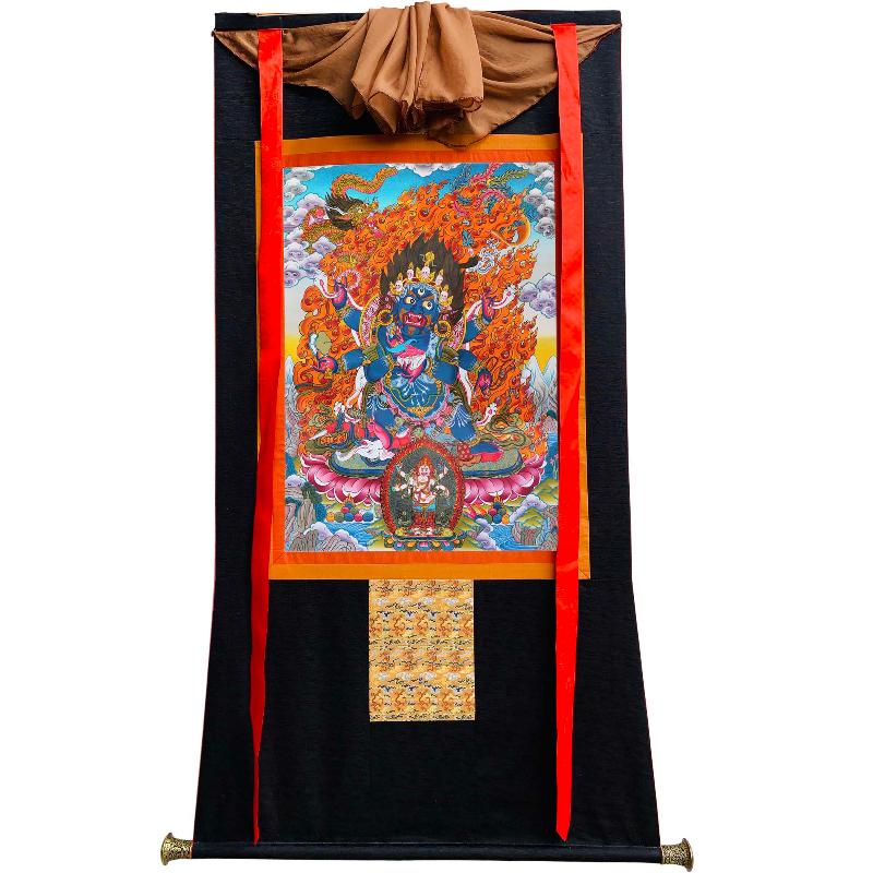 Gandhanra Tibetan Thangka Art - Mahakala - from Kathok Monastery - Giclee Print with Mineral Pigments