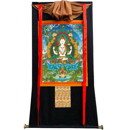 Chenrezig - Tibetan thangka painting, view 8