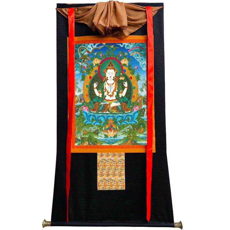 Chenrezig - Tibetan thangka painting, view 8