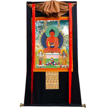 Gandhanra Tibetan Thangka Art - Amitayus - Amitabha - from Kathok Monastery - Giclee Print with Mineral Pigments