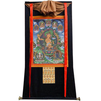Manjusri Image - Tibetan thangka painting, view 13