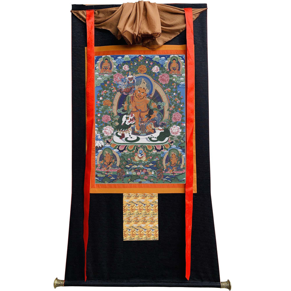 Gandhanra Tibetan Thangka Art - vaishravana - vaisravana - from Kathok Monastery - Giclee Print with Mineral Pigments