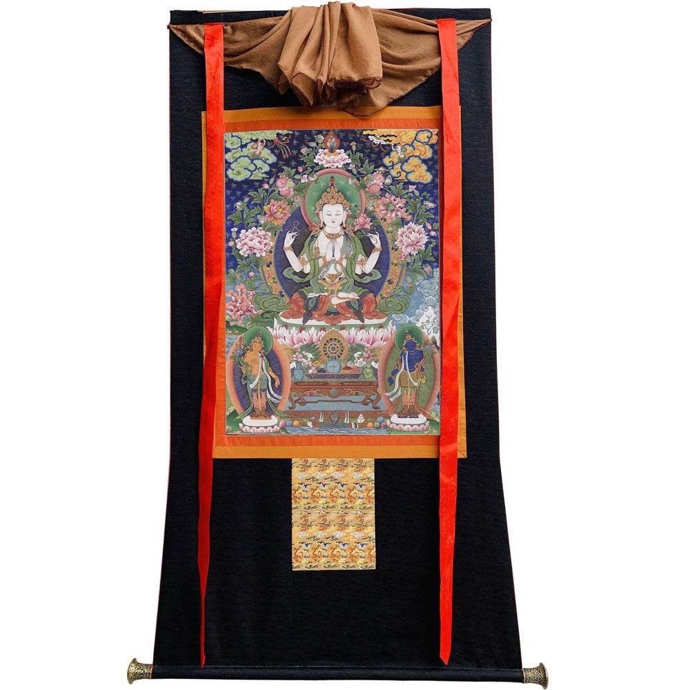 Chenrezig - Tibetan thangka painting, view 8
