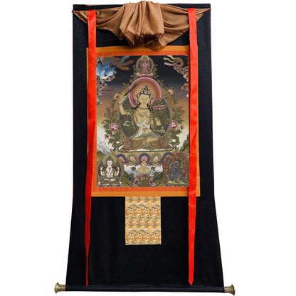 Gandhanra Tibetan Thangka Art - Manjusri - from Kathok Monastery - Giclee Print with Mineral Pigments