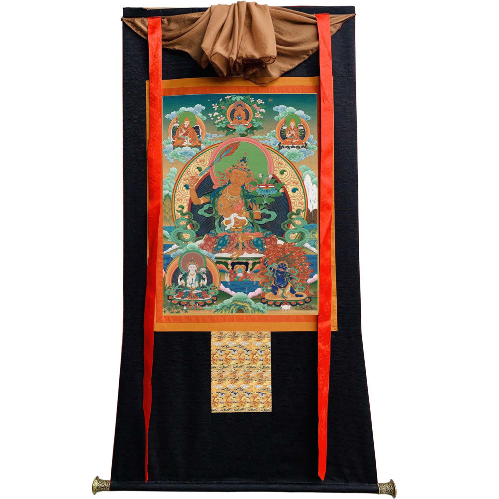 Gandhanra Tibetan Thangka Art - Manjusri - from Kathok Monastery - Giclee Print with Mineral Pigments