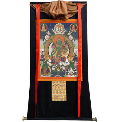 Green Tara - Tibetan thangka painting, view 8