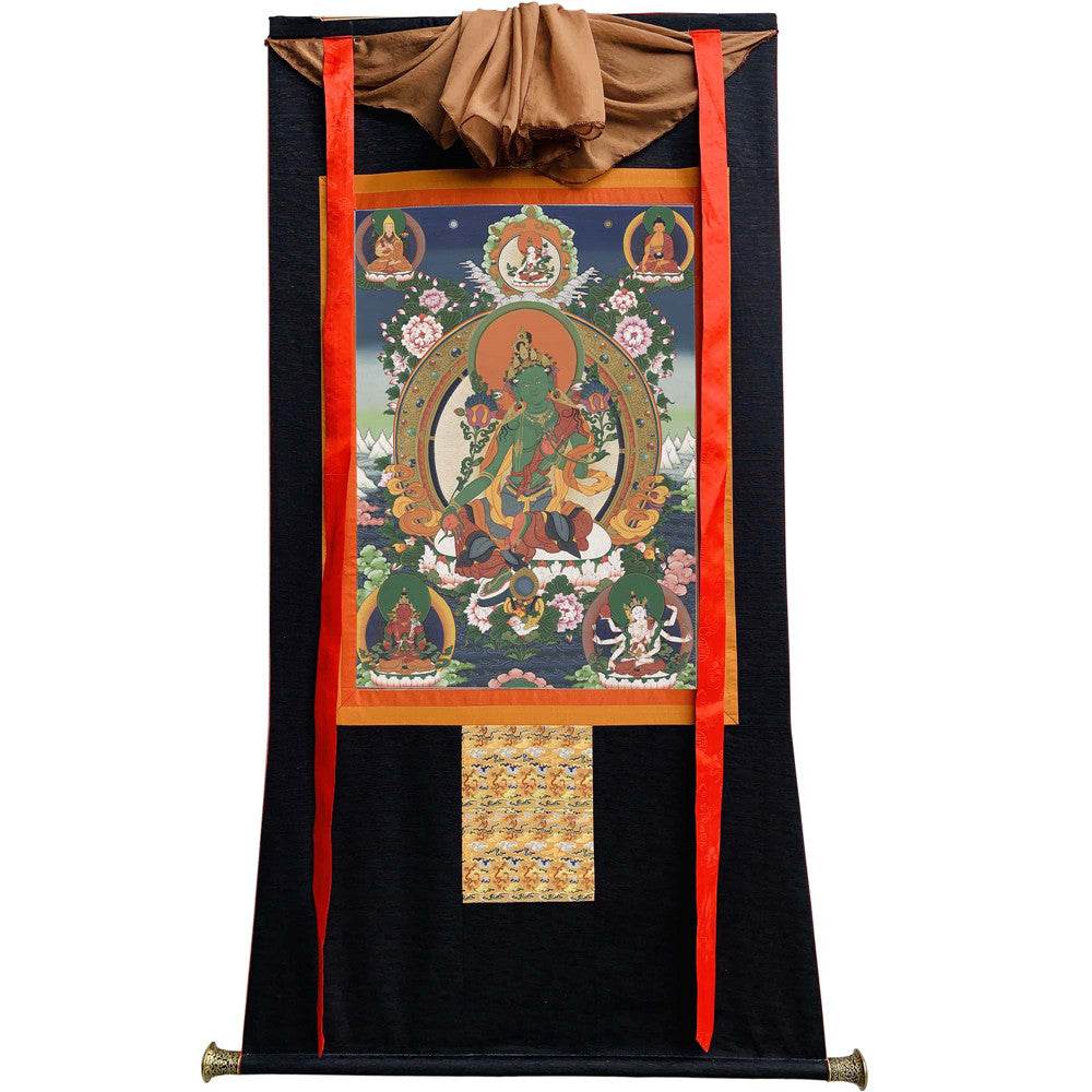 Green Tara - Tibetan thangka painting, view 8