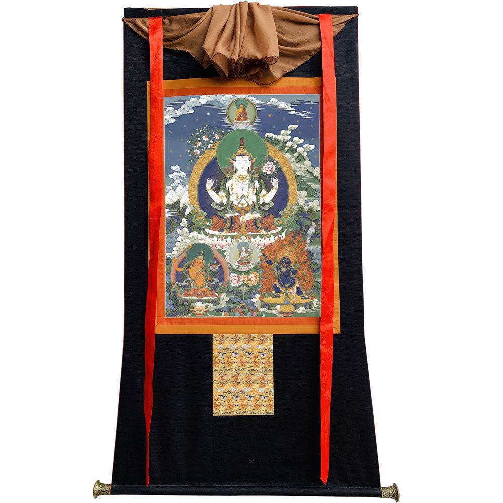 Chenrezig - Tibetan thangka painting, view 8