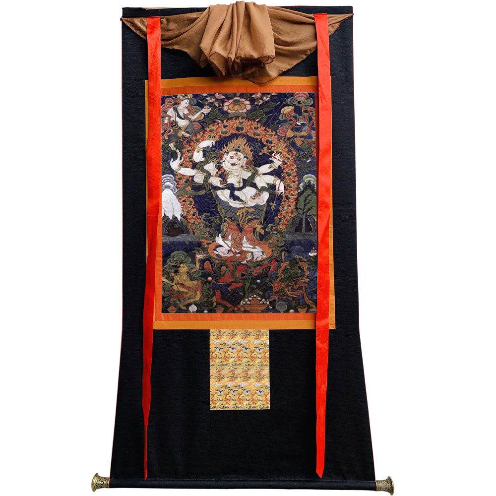 White Mahakala - 17th Century Old Version - Tibetan thangka painting, view 8