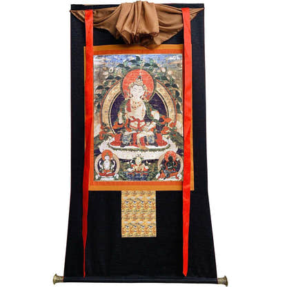 Vajrasattva - 14th Century Old Version - Tibetan thangka painting, view 8