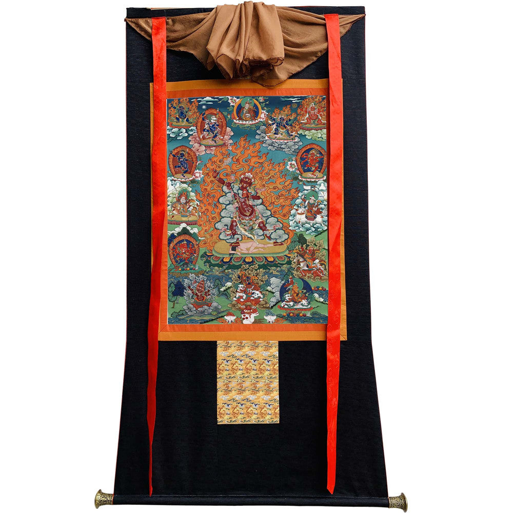 2766-唐卡-HBMT-070莲师愤怒相-老-300dpi - Tibetan thangka painting, view 8