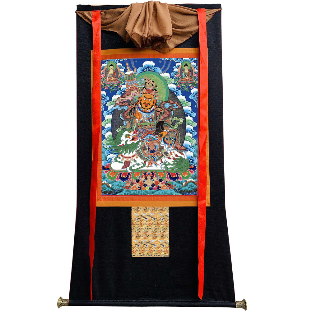 Gandhanra Tibetan Thangka Art - vaishravana - vaisravana - from Kathok Monastery - Giclee Print with Mineral Pigments