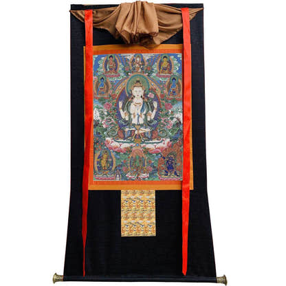 Chenrezig - Tibetan thangka painting, view 8