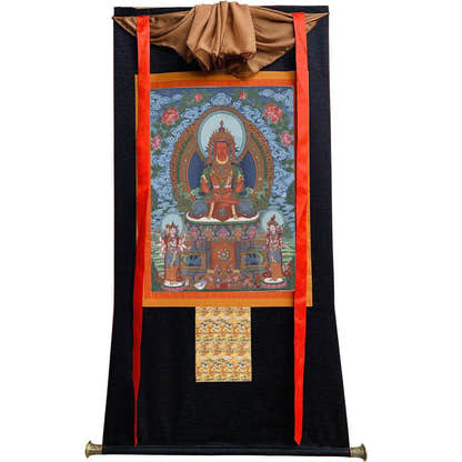 Amitayus - the Buddha of Longevity - Tibetan thangka painting, view 8